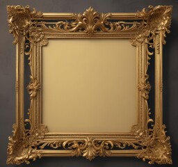 Wall Mural - Ornate gold scroll frame, vintage style, royal detailing, object, scroll, graphic