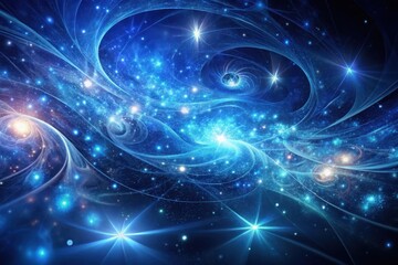 Wall Mural - Celestial Dance A Symphony of Light and Cosmic Nebulae, Swirling in a Deep Blue Expanse