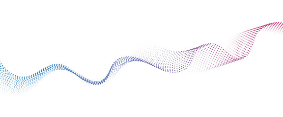 Fototapete - Flowing Dot Wave halftone gradient pattern on transparent background	