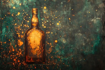 Poster - Empty amber bottle on a textured backdrop.