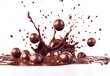 © Namdang - Chocolate Splash with Droplets and Balls on White Background