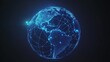© Chantip - 3D-rendered globe with bright blue network links connecting major cities, symbolizing worldwide internet connectivity, digital communication, and global business, isolated on dark gradient background.