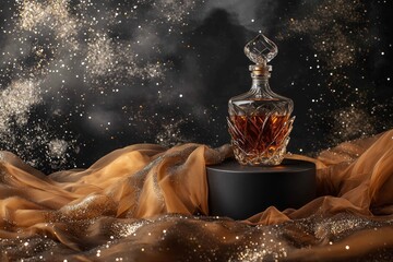 Poster - Elegant decanter on a dark pedestal.