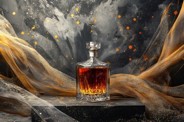 Poster - Elegant decanter displayed on a textured backdrop.