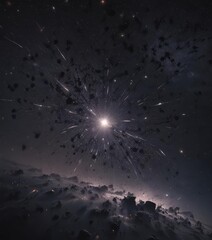 Wall Mural - Dark, star-filled midnight sky  Intense sparkle, cosmic dust ,  celestial bodies,  background,  stellar