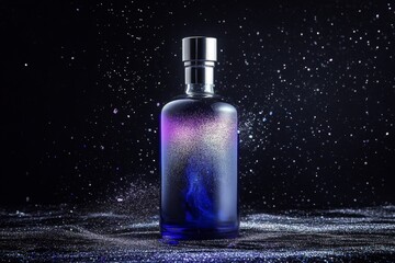 Poster - Elegant perfume bottle, illuminated by shimmering dust.