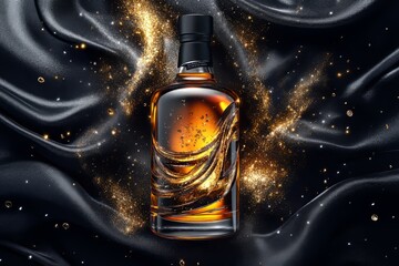 Poster - Elegant whisky bottle on a luxurious dark background.