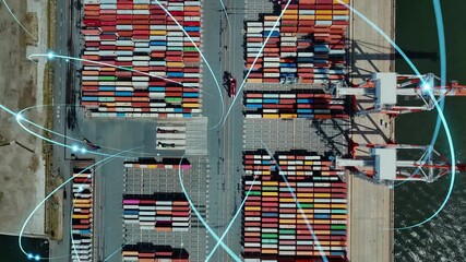 Aufkleber - Container yard and communication network concept
