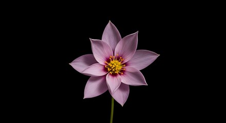 Wall Mural - Pink Minimalist Floral Design on Black Background for Creative Projects