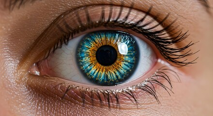 Wall Mural - High-Quality Eye with Golden Circuitry Design and Intricate Detail