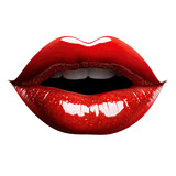 Red lips open wide