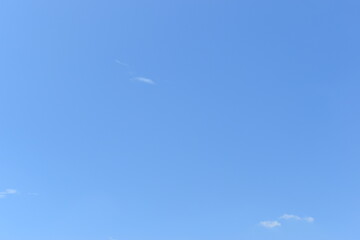 Wall Mural - beautiful blue sky and white fluffy group of clouds with sunrise in the morning, natural background