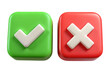 © Vector Nazmul - 3D Green Check Mark and Red Cross Icon Set for UI, App Feedback, or Approval Interface isolated on transparent white background, clipping path