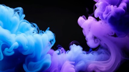 Wall Mural - vibrant abstract blue and purple smoke swirls on black background