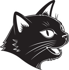 Naklejka na meble Winking Cat Face Silhouette Vector Design