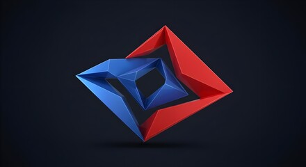 Wall Mural - Abstract Geometric Logo Design with Blue and Red Elements