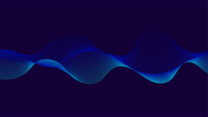 Wall Mural - abstract blue wave pattern on dark background.a simple blue wave graphic.