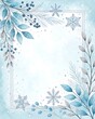 © Nataliya Selyutina - “Frozen-style vertical frame with icy blue watercolor textures, snowflakes, frosted branches and silver sparkles forming elegant winter border for New Year or seasonal greetings”
