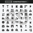© Vector Hatch - Comprehensive Construction Icon Set Featuring 49 Line Art Symbols of Tools, Equipment, and Safety Gear for Industrial and Architectural Design Applications