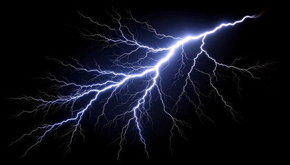 Wall Mural - Sharp and dynamic lightning bolt with bold angular edges isolated on transparent background, showcasing power and energy of nature electric phenomenon