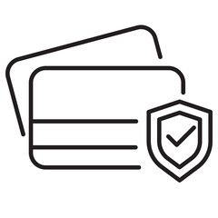 Canvas Print - Vector of credit card with shield in linear style suitable for fintech security icon 