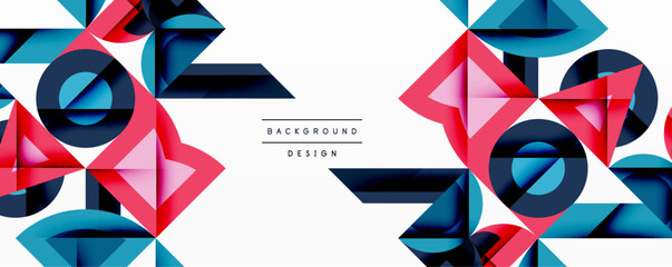 Leinwandbilder - Abstract geometric shapes overlap, creating vibrant colorful background design. Pink, blue, navy dominate composition. Modern aesthetic.