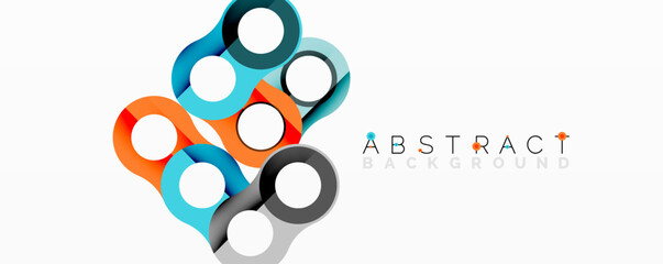 Leinwandbilder - Bright colorful circles overlap, creating modern abstract design. White background enhances visual impact. Simple, clean aesthetic.