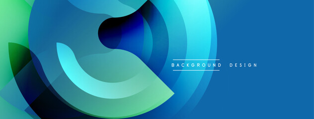 Aufkleber - Abstract flowing shapes, vibrant blues, greens create dynamic background. Modern design elements suggest movement, energy.