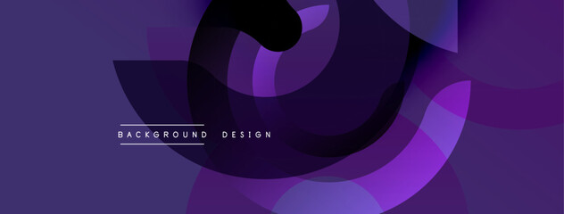 Poster - Abstract purple design features overlapping layers, creating dynamic visual effect. Modern style suitable for backgrounds, presentations.