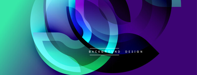 Aufkleber - Abstract fluid shapes, vibrant colors blend. Modern design, gradient effect creates dynamic visual experience. Background features text elements.