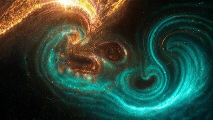 Wall Mural - abstract fractal galaxy, glowing swirls in deep space, cosmic dust
