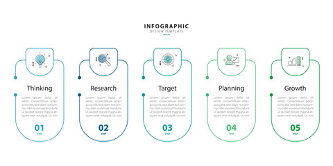 Fototapete - Timeline Creator infographic template. 5 Step timeline journey, calendar Flat simple infographics design template. presentation graph. Business concept with 5 options, vector illustration.
