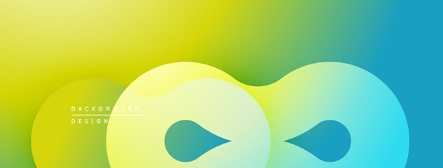 Aufkleber - Abstract gradient background. Overlapping circles create dynamic visual effect. Yellow transitions to green, then blue. Modern design element.