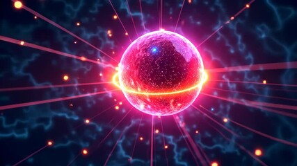 Aufkleber - Pink Orb Energy Pulse A Cosmic Dance of Light and Particles