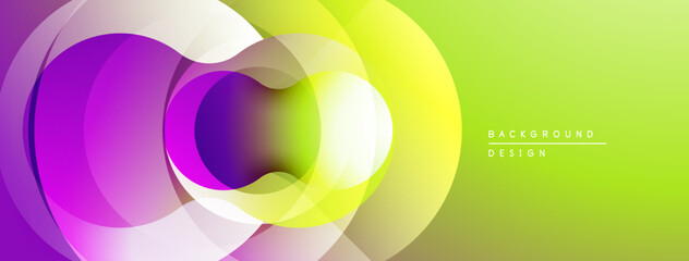 Poster - Abstract vibrant layers create flowing shapes. Gradient colors blend, forming dynamic visual composition. Modern design element.
