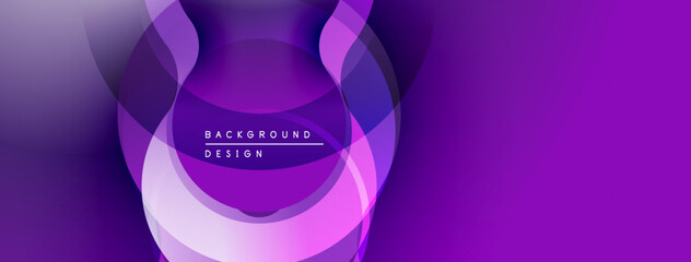 Poster - Abstract purple design features overlapping curved shapes. Gradient creates depth, modern aesthetic. Minimalist composition, elegant visual.