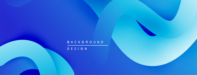 Leinwandbilder - Abstract blue background. Smooth curves create dynamic, flowing shapes. Gradient shades offer depth, modern aesthetic.