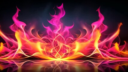 Aufkleber - Hypnotic Dance of Pink and Orange Flames Reflecting in Darkness