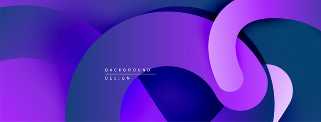 Aufkleber - Abstract fluid shapes, vibrant purple hues, dark blue gradients. Modern design element for backgrounds, presentations.