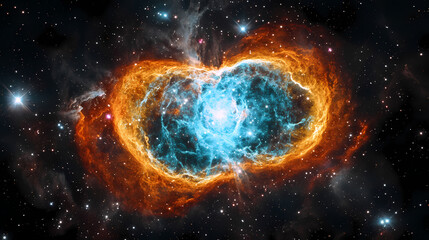 Wall Mural - Vibrant nebula with colorful gas clouds and stars. [Orbital Echoes] | Wavelength Dust | faint relay. Illustration