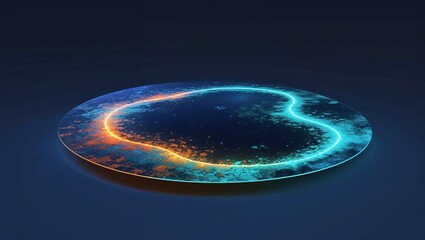 Wall Mural - galactic tidepool glowing in the dark on plain dark background