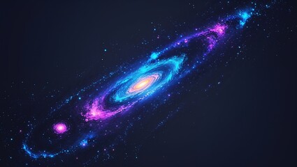 Wall Mural - Galaxy painting glowing in the dark on plain dark background