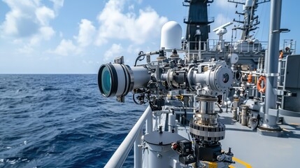 Aufkleber - Naval surveillance action ocean waters technology installation maritime environment close-up view security concept