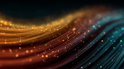 Wall Mural - Vibrant abstract wave of colorful light particles flowing in a digital landscape