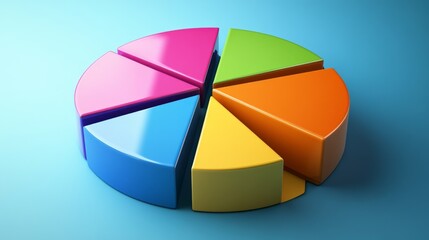 Fototapete - A high-contrast D pie chart with sharp edges and bright colors, emphasizing distinct categories of data, set against a clean and modern background.