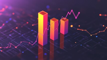 Poster - A high-contrast D bar chart illustrating revenue growth, with sharp edges and a glossy finish, drawing attention to the financial performance over time.