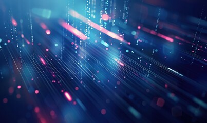 Digital data streams flowing, futuristic tech background, website banner