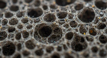 Macro Photography of Intricate Holes and Patterns in a Delicate, Dried, Organic Structure