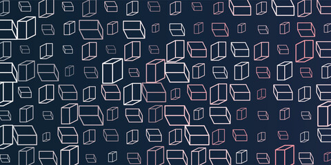 Wall Mural - a vibrant abstract pattern of layers of repeating 3d cubes in purple, brown and blue placed on a dar