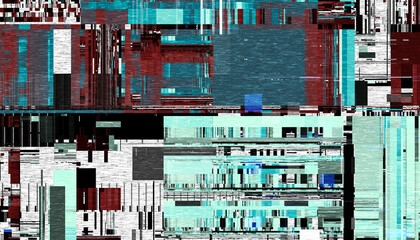 Aufkleber - Abstract creative glitch overlay texture. Geometric pixel pattern of a digital glitch on transparent background, digital pattern